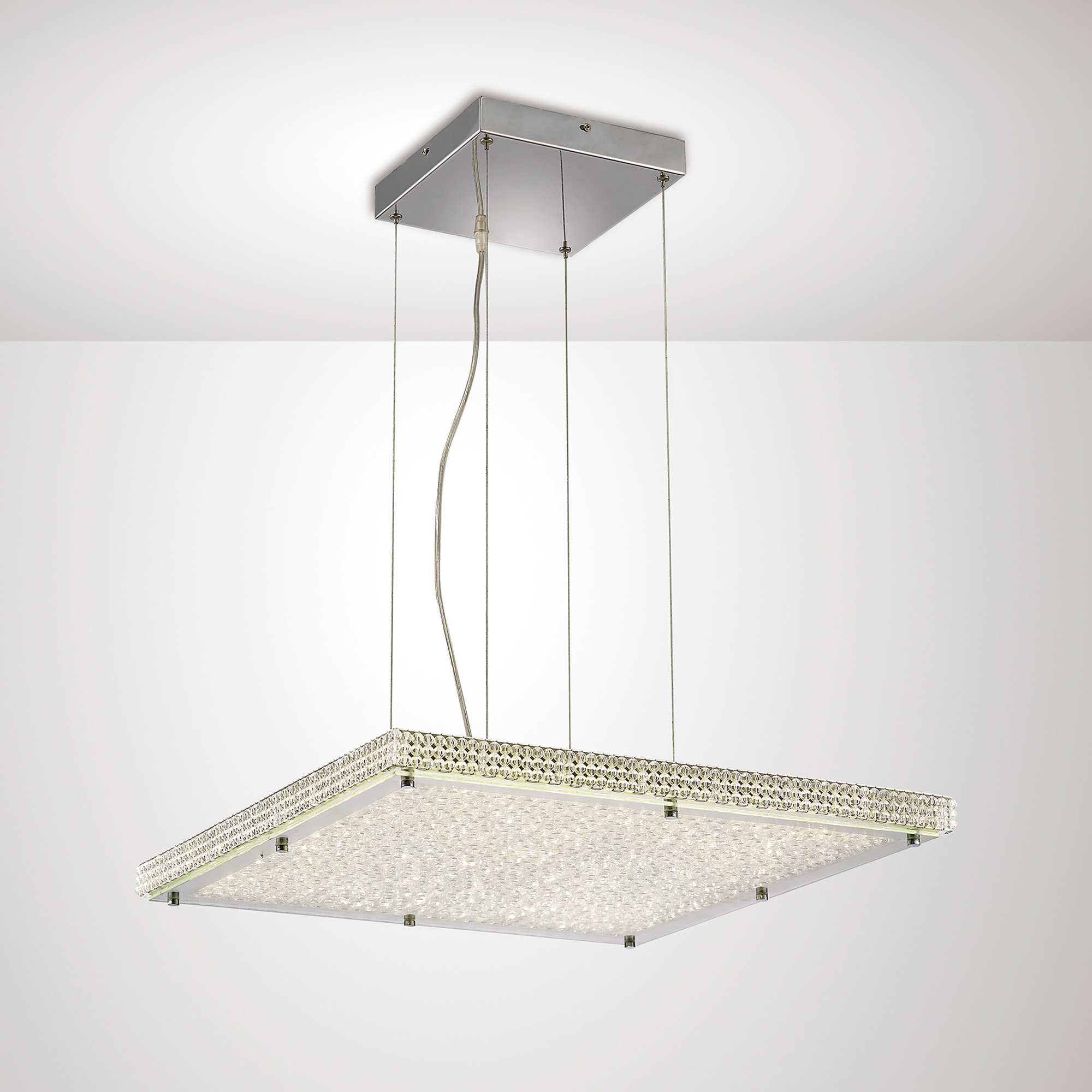 IL80073  Amelia Crystal 44W LED Square Pendant